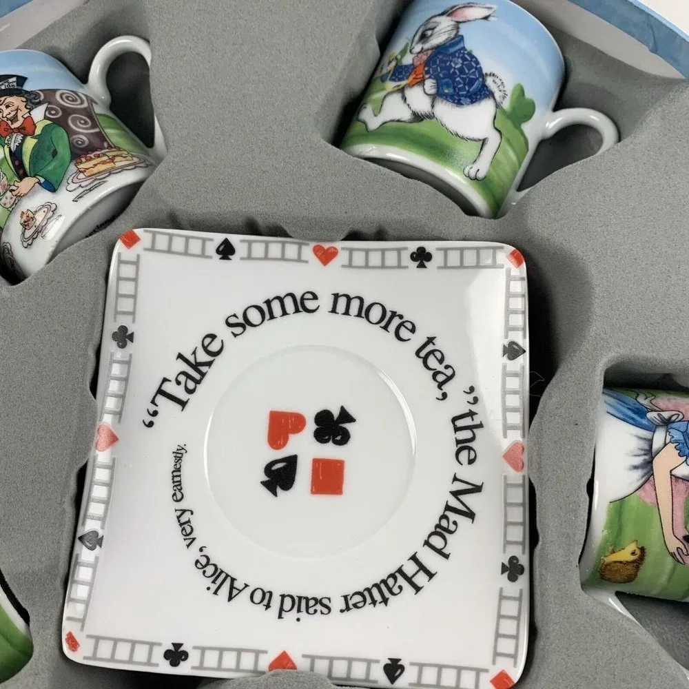 Cardew Design Alice‎ in Wonderland Teaparty Cup and Saucer Box Set of Five 6199
